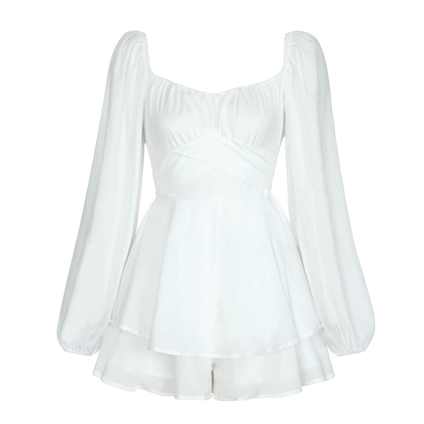 Women Jumpsuit Short Puff Sleeve Fashion Ruffle Shorts