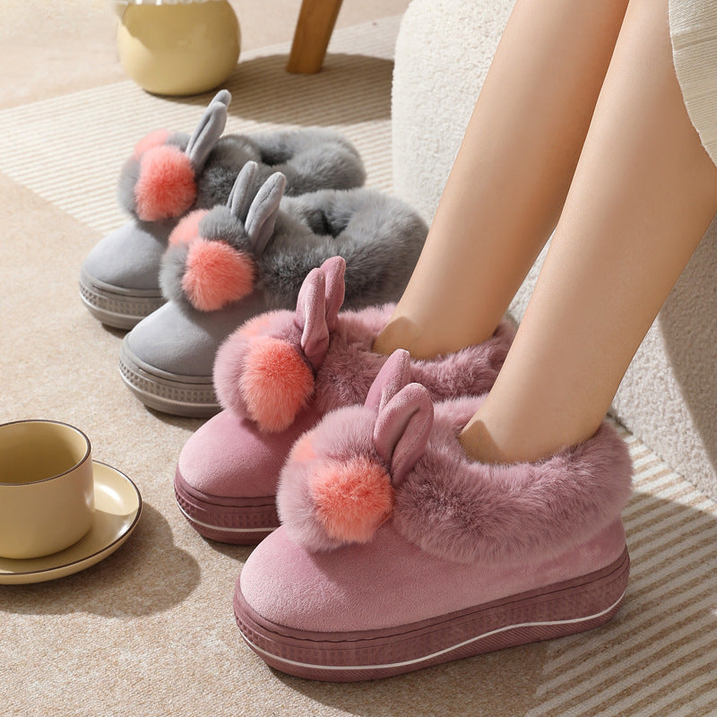 Winter High Heel Thick-soled Cotton Slippers