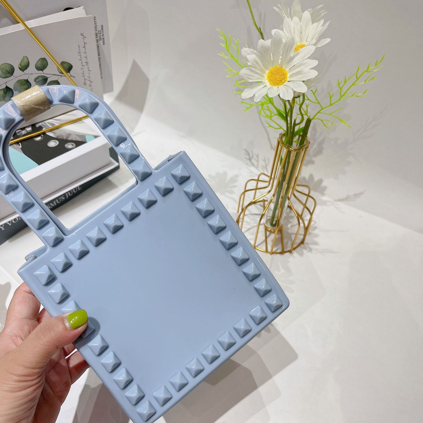 Fashion Small Rivet Square Bag One-shoulder Crossbody