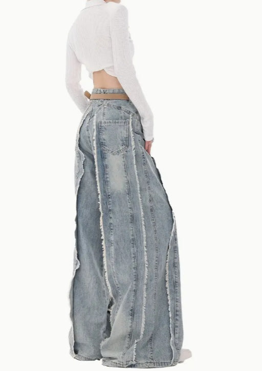 Women's Retro Hemp Rope Tassel Loose Jeans