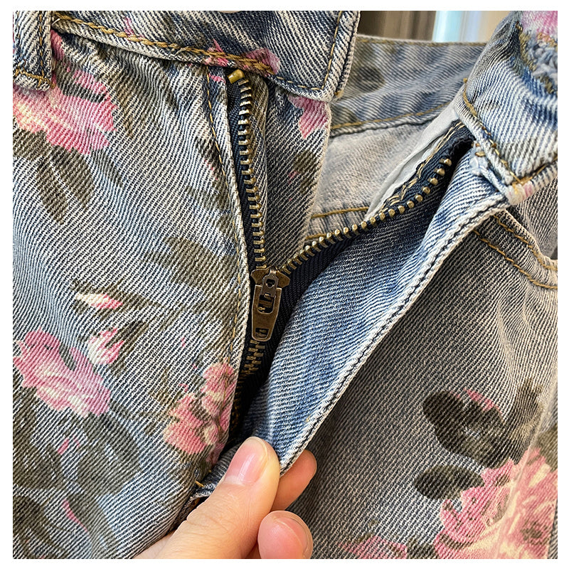 Large Design Split Denim Skirt