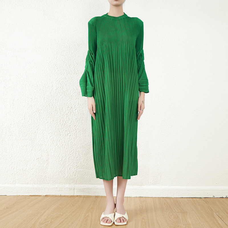 Korean Style Long Sleeve Loose Pleated Skirt