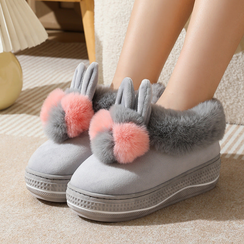 Winter High Heel Thick-soled Cotton Slippers
