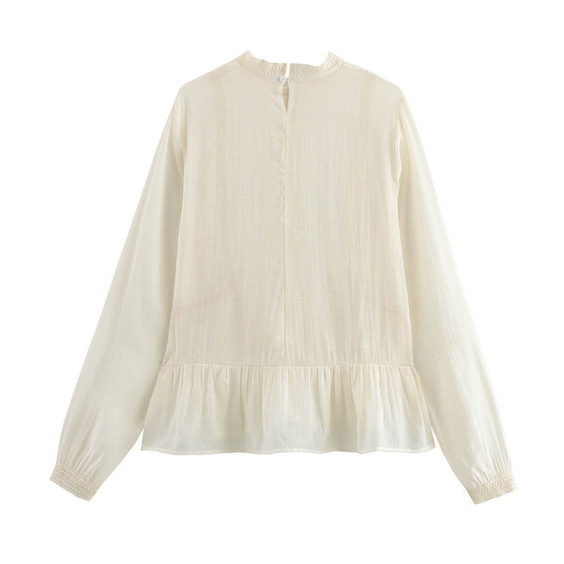 Round Neck Shirt Loose Shirt All-match Long Sleeve