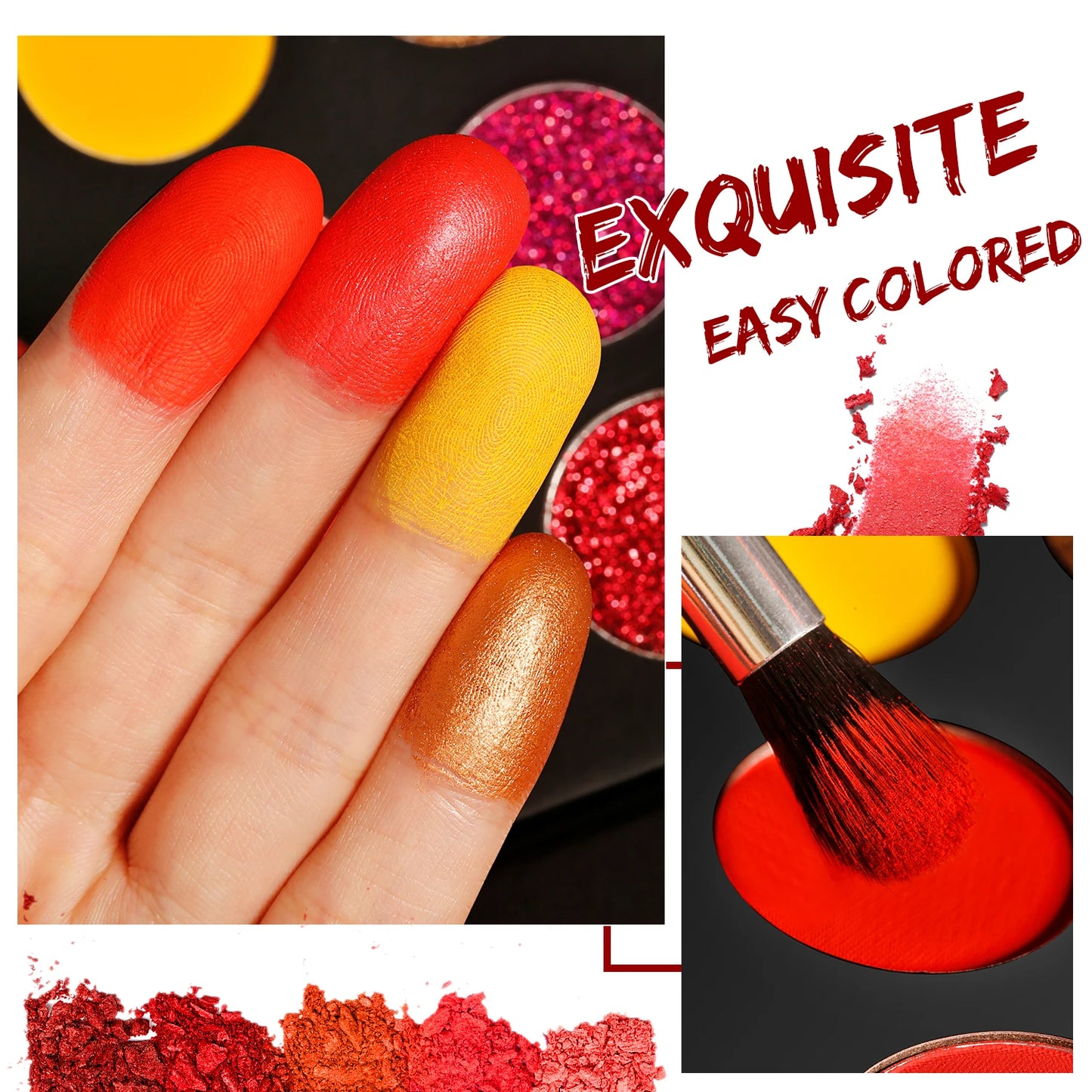 FLAME ROSE Ombretto rosso Palette per trucco professionale,DE'LANCI Pigmentato 18 colori Ombretto Pallet Matte Shimmer Glitter