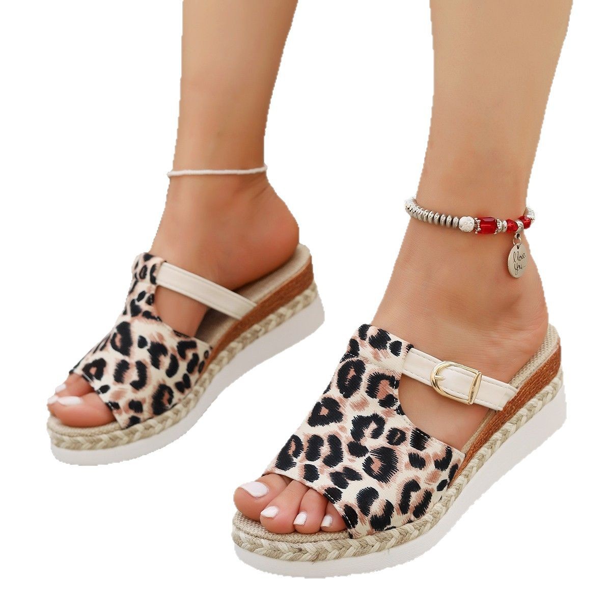 Spring New Wedge Platform Leopard Print Sandals