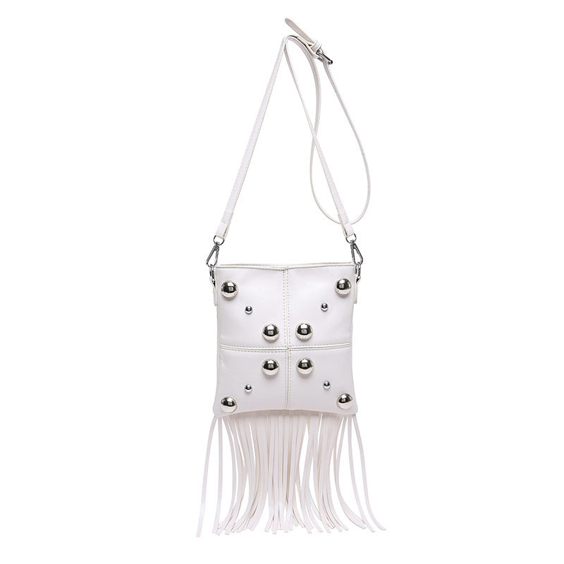 Studded Shoulder Tassel Trendy Crossbody Bag
