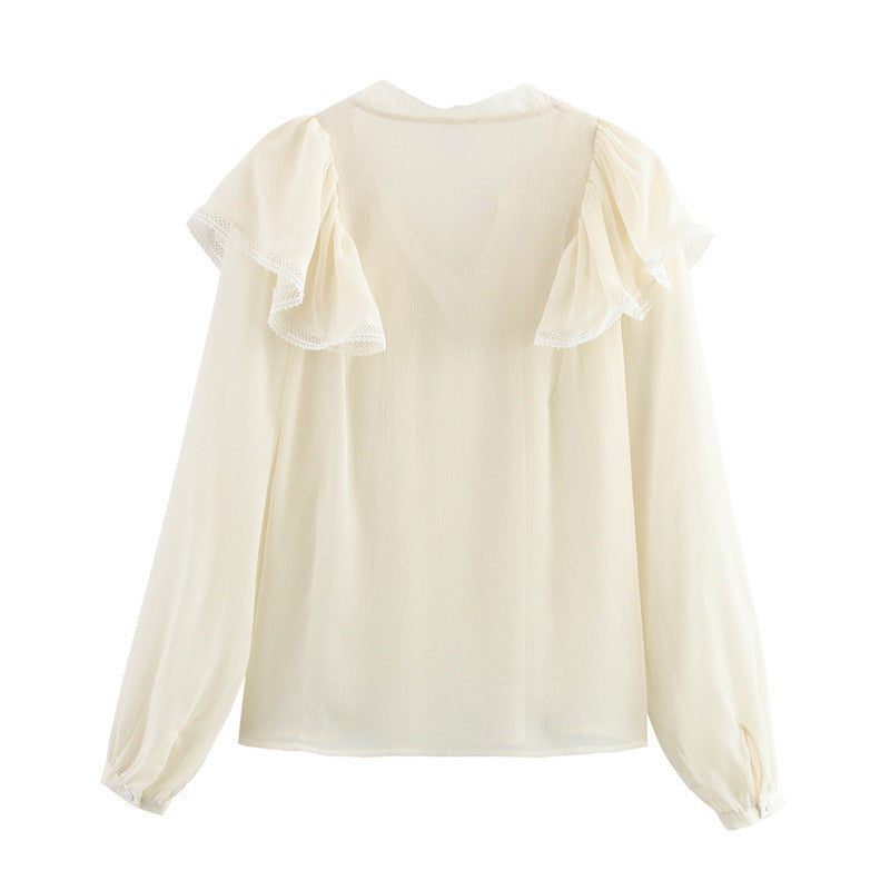 European And American Style Lace Laminated Decoration Shirt