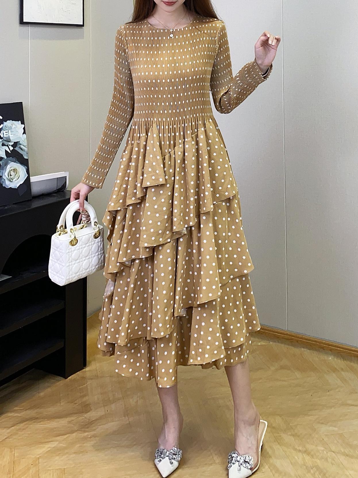 Long Sleeve A- Line Skirt Slimming Fall Women's Clothing