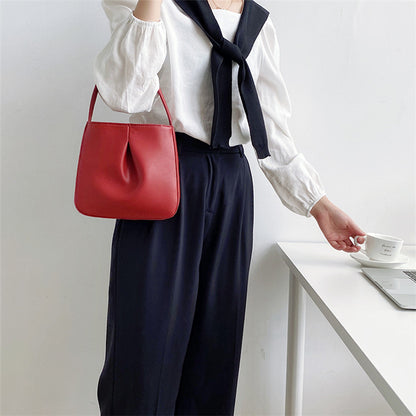 High-grade Fashion Special-interest Pleated PU Retro Elegant Small Handbag