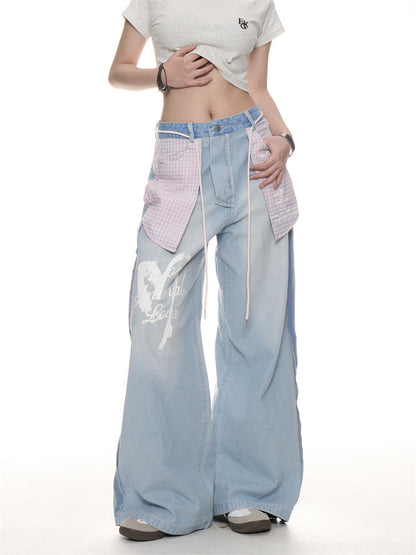 American Retro Washed Worn Jeans Women