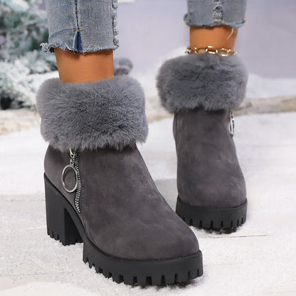 Snow Velvet Thermal And Thickening Thick Heel Women's Short Boots