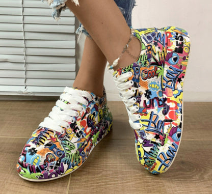 New Style Women's Shoes Graffiti Sneakers Casual Sports