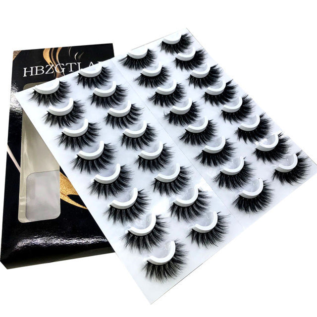 NEW 20 Pairs 8-25mm Fake Eyelashes 100 Mink Eyelashes Mink