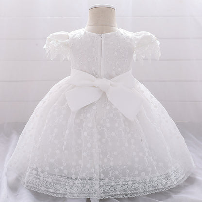 Children'S Dress Baby One Year Old Baby Princess Dress Embroidery White Wedding Dress Baby Wash Dress Dress