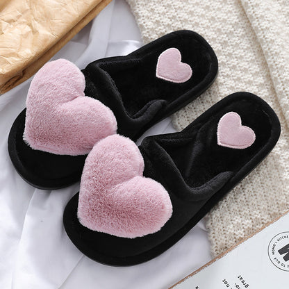 Cute Love Slipper Winter Warm Fluffy Shoes Home Slippers For Valentine's Day