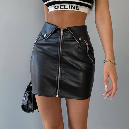 Fashion Sexy PU Leather Skirt Female Slim Fit Hip Raise