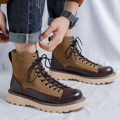 Patchwork Retro All-matching Work Clothes Boots