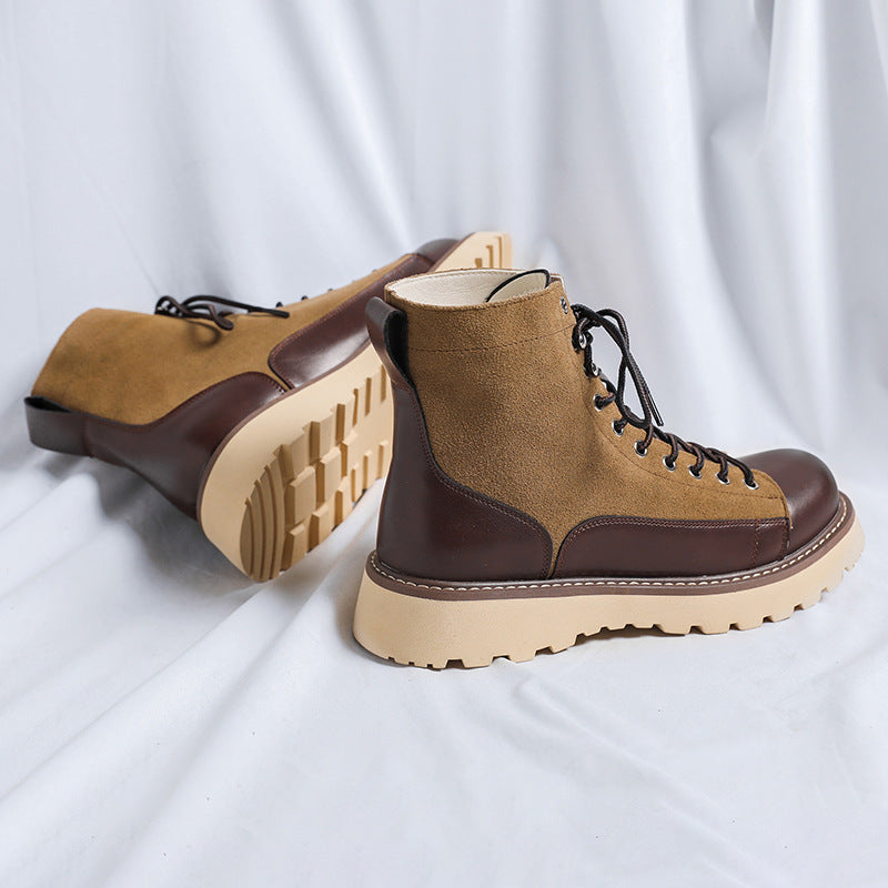 Patchwork Retro All-matching Work Clothes Boots