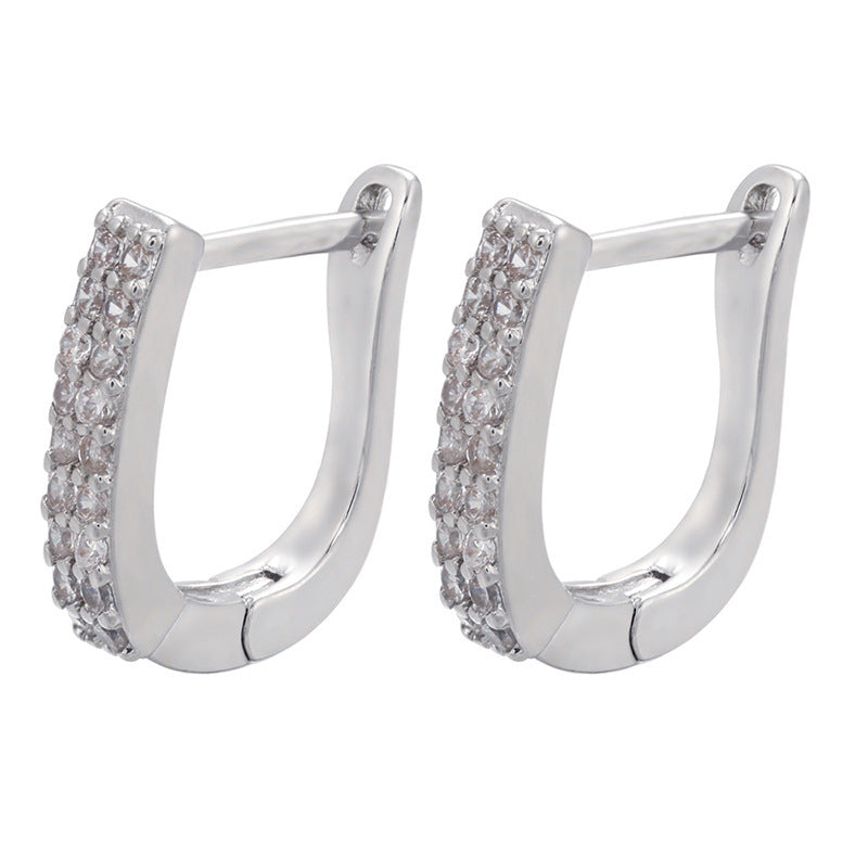 Micro-inlaid Colorful Crystals Ear Clip Horseshoe