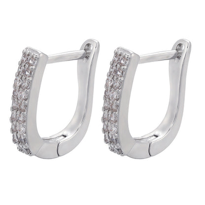 Micro-inlaid Colorful Crystals Ear Clip Horseshoe