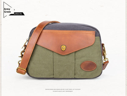 Color Blocked Retro Canvas Shoulder Crossbody Bag