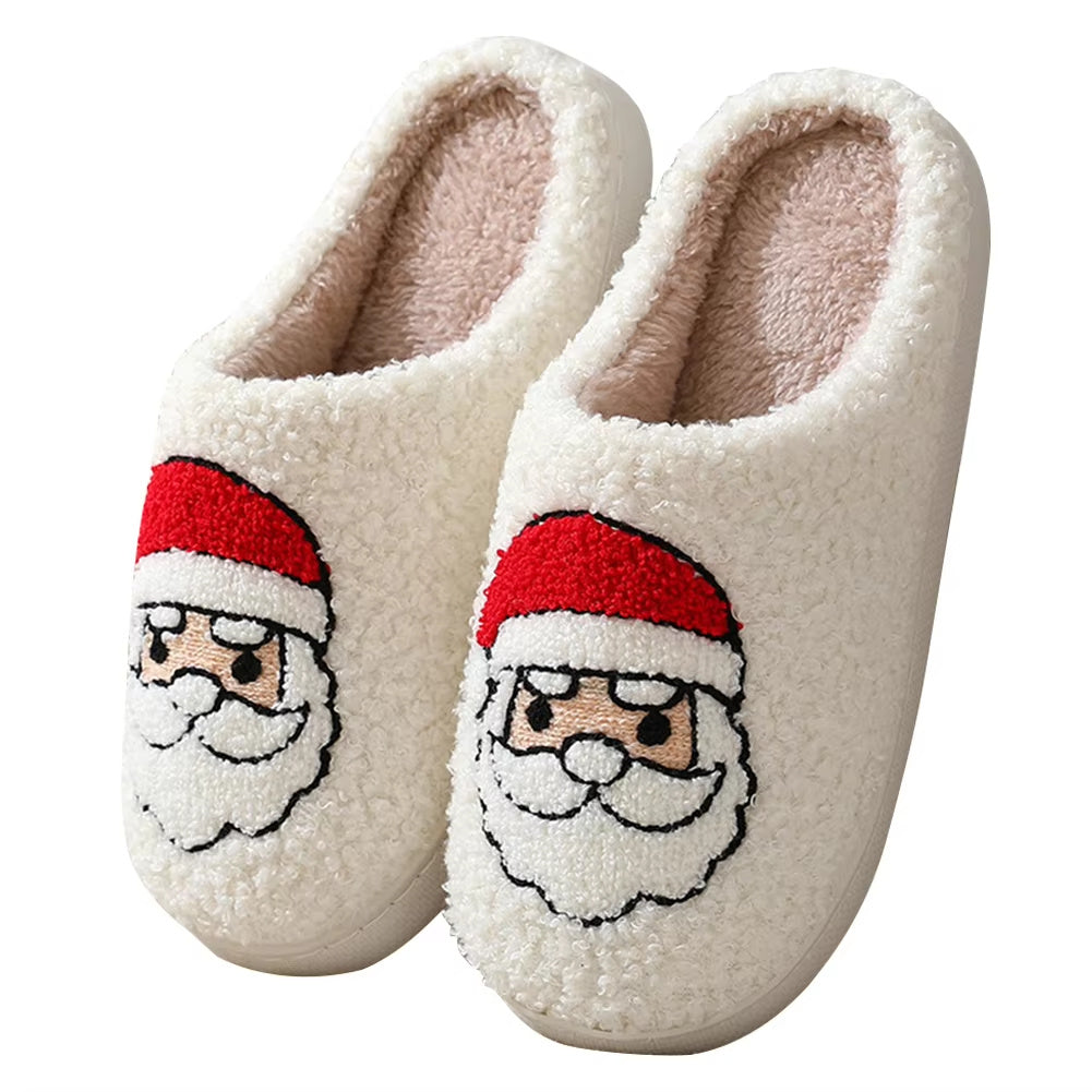 Christmas Slippers Reindeer Slippers For Women And Men Holiday Halloween Slippers Indoor Bedroom Fluffy Warm Fleece Slippers Winter Soft Cozy Home Non-Slip Soft Plush Slip-on Wool Lined House Shoes