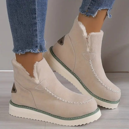 Women's Plus Size Solid Color Wedge Slip-on Snow Warm Booties