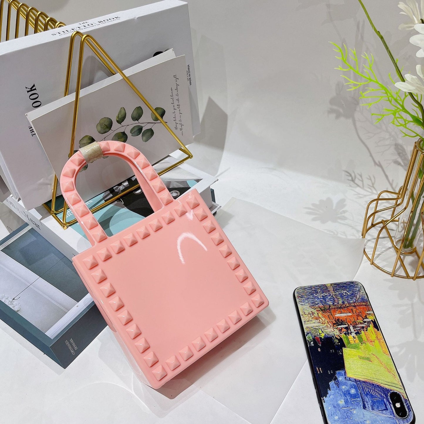 Fashion Small Rivet Square Bag One-shoulder Crossbody