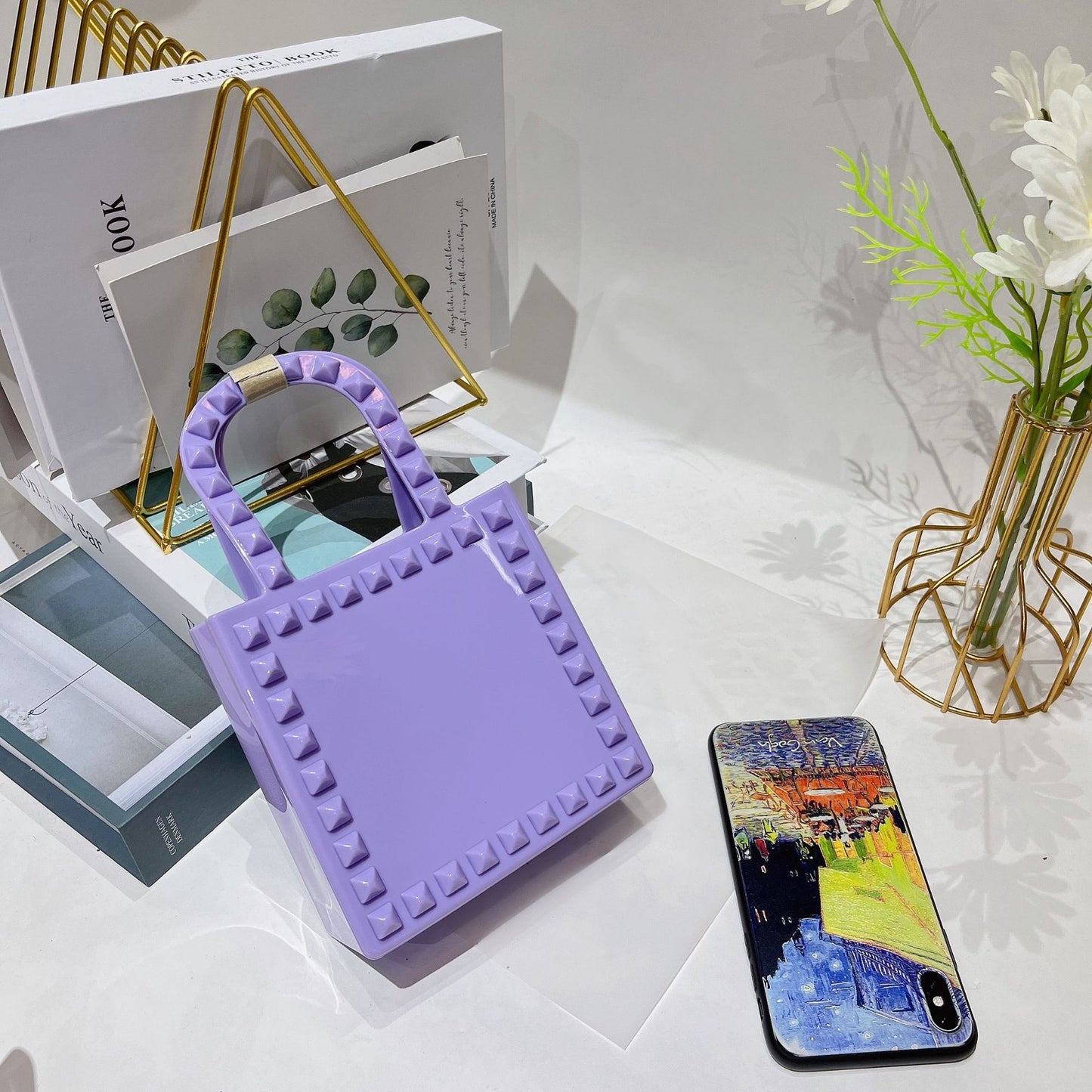 Fashion Small Rivet Square Bag One-shoulder Crossbody