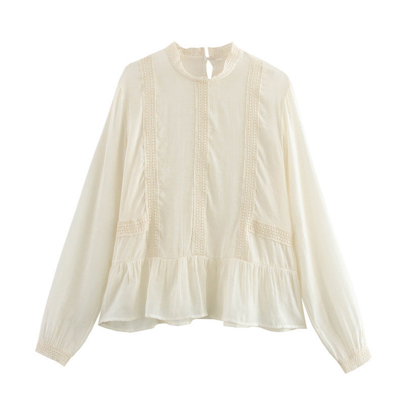 Round Neck Shirt Loose Shirt All-match Long Sleeve