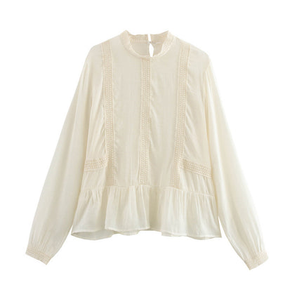 Round Neck Shirt Loose Shirt All-match Long Sleeve