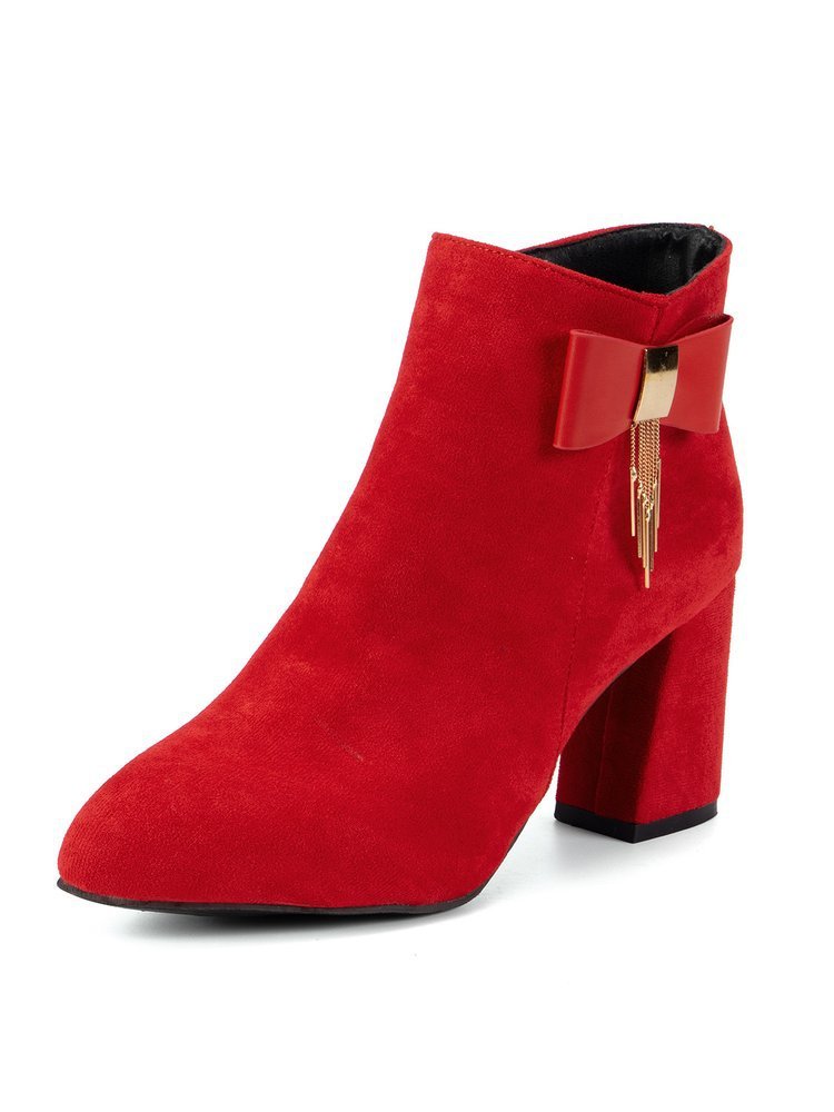 New Festive Chunky Heel Side Zipper Boots