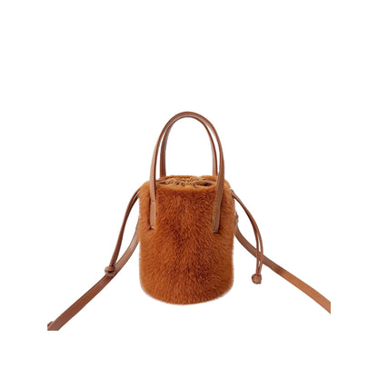 Mink-like Bucket Vintage Plush Hand Bag