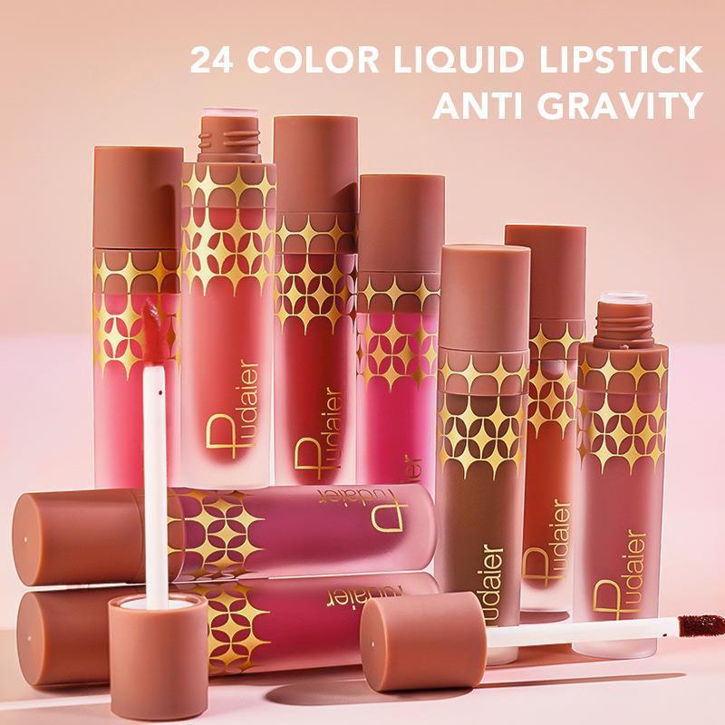 24 Color Matte Shimmer Matte Surface Nonstick Cup Lip Lacquer