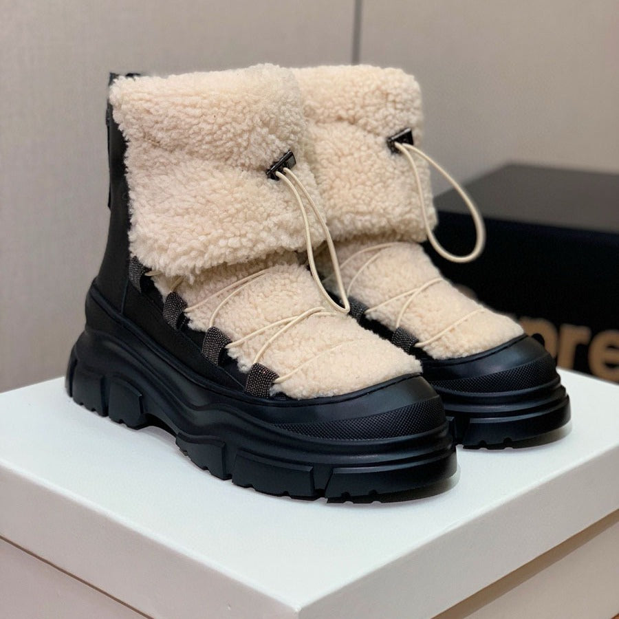 European And American Winter Fur Ankle Boots For Women