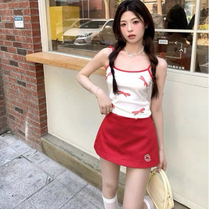 Slim Fit Hot Girl Hip Skirt New Pure Desire Cute Red A- Line Skirt Women