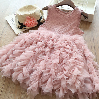 Dress Sleeveless Girl Summer Dress Puff Dress