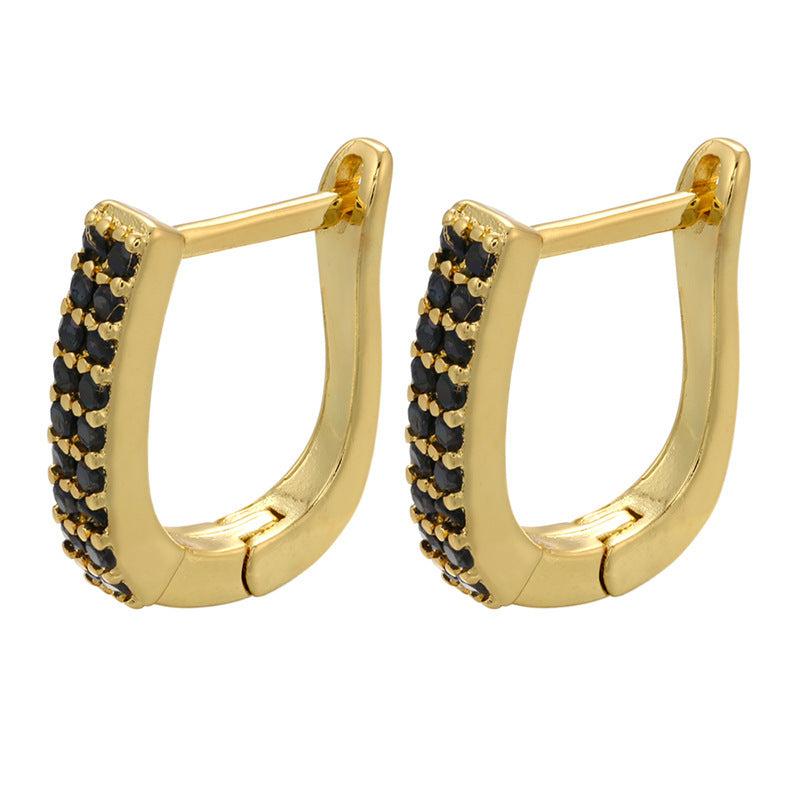 Micro-inlaid Colorful Crystals Ear Clip Horseshoe