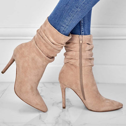 Women's Fashion Suede Pointed High Heels Boots