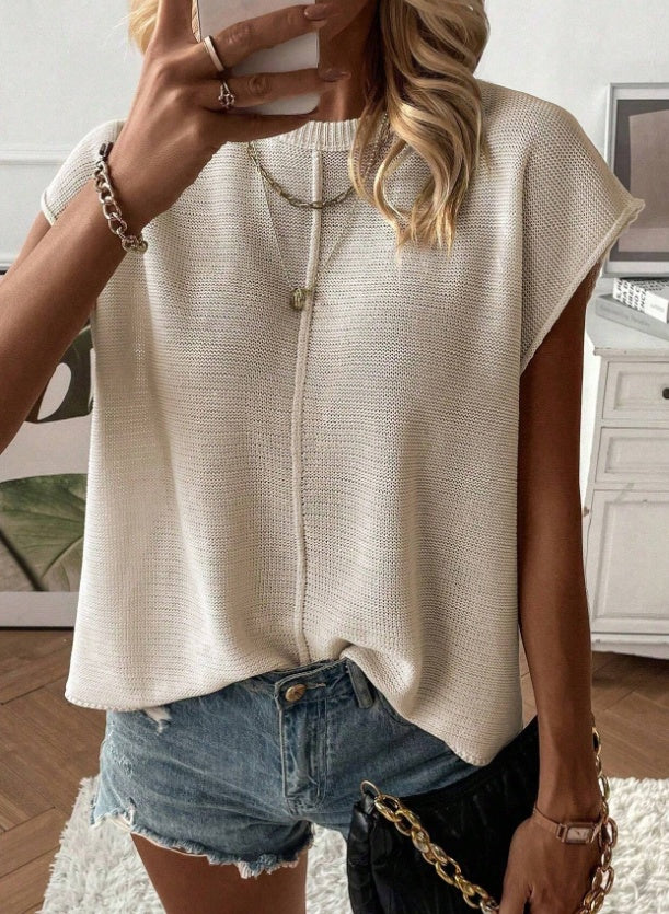 Solid Batwing Sleeve Sweater Vest