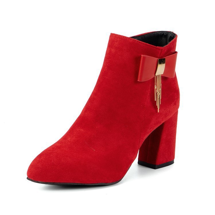 New Festive Chunky Heel Side Zipper Boots