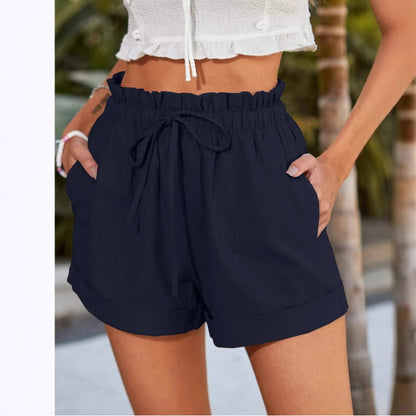 European American Summer New Solid Color Loose Casual Fashion Shorts For Women
