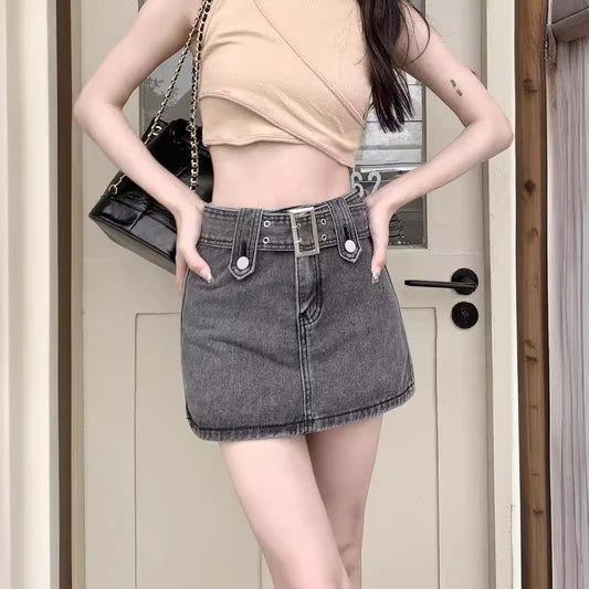 European And American Hot Girls Denim Pantskirt Anti-exposure A- Line Sheath