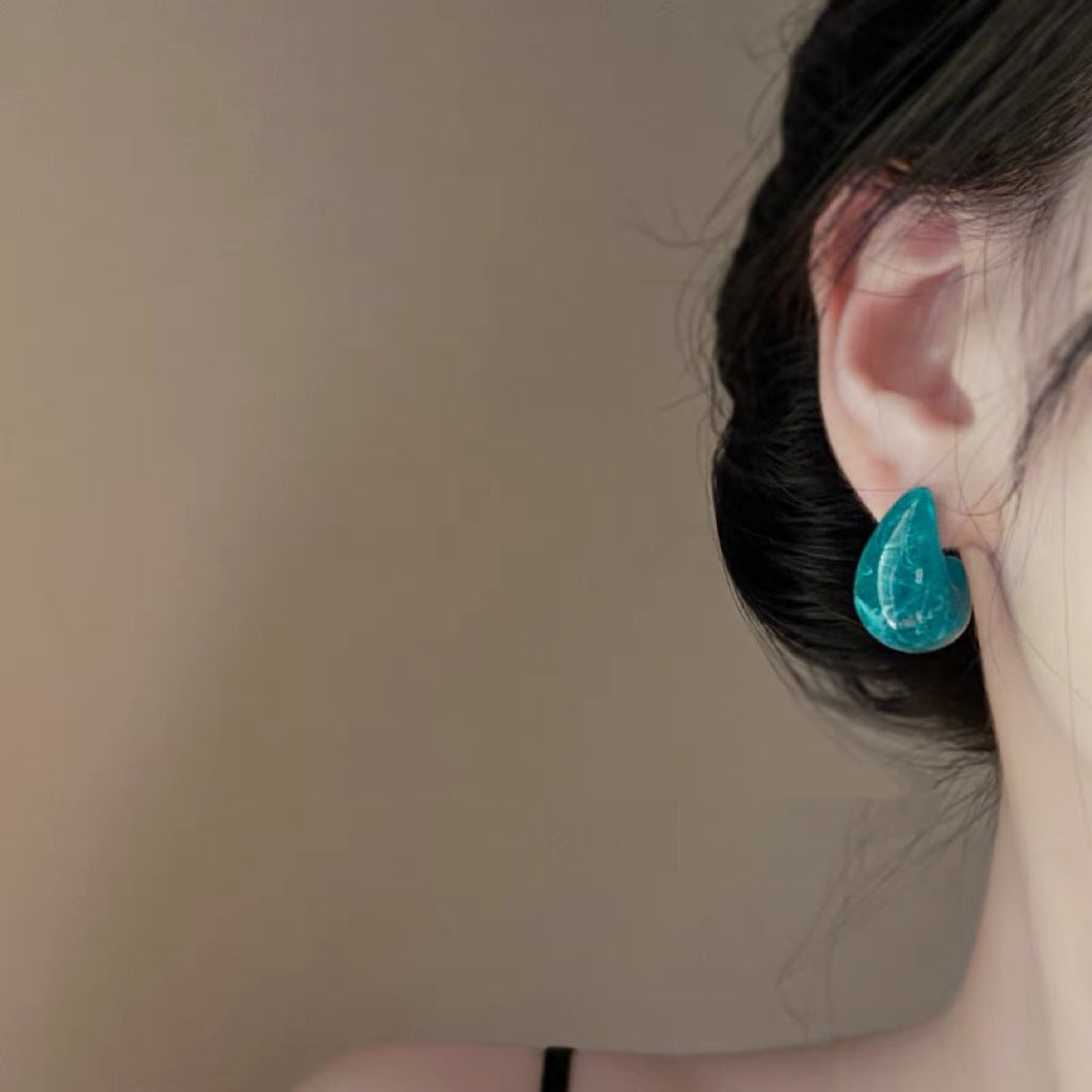Ice Cream Mint Blue Super Fairy French Retro Acrylic Water Drop Earrings