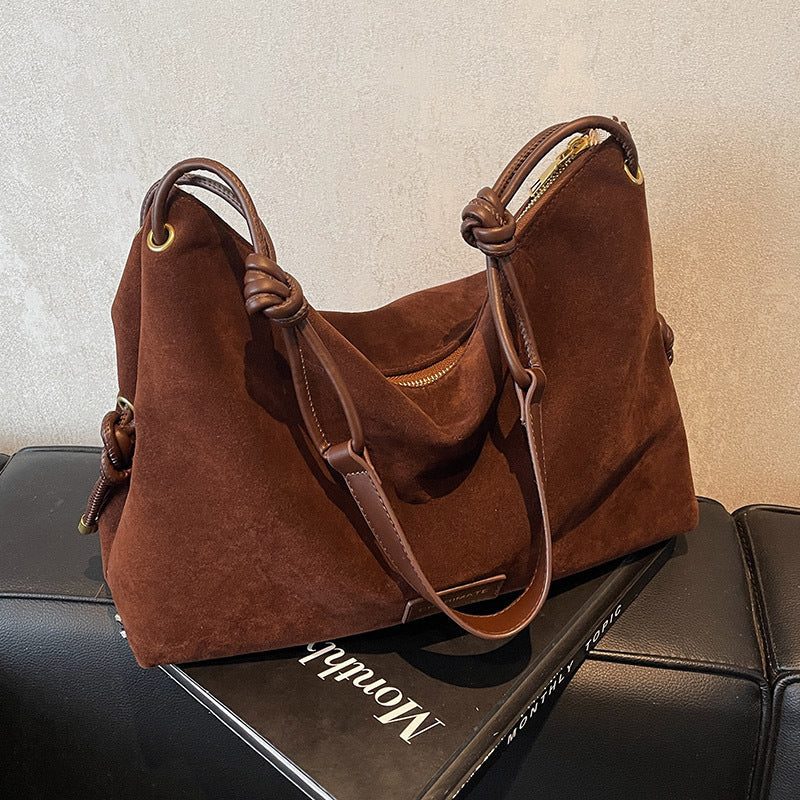 Retro Frosted Leather Maillard Color Bag For Women