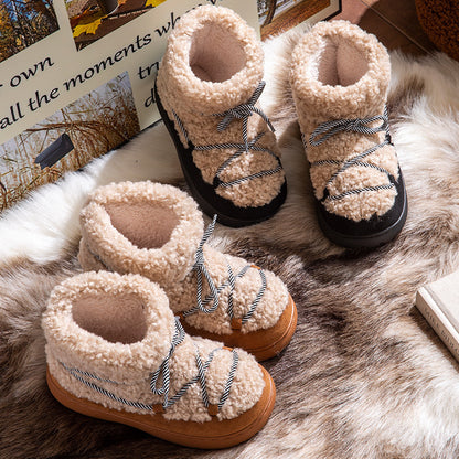 New Winter Velvet Thickened Cotton Boots Non-slip Warm Velvet Cotton Slippers Women's