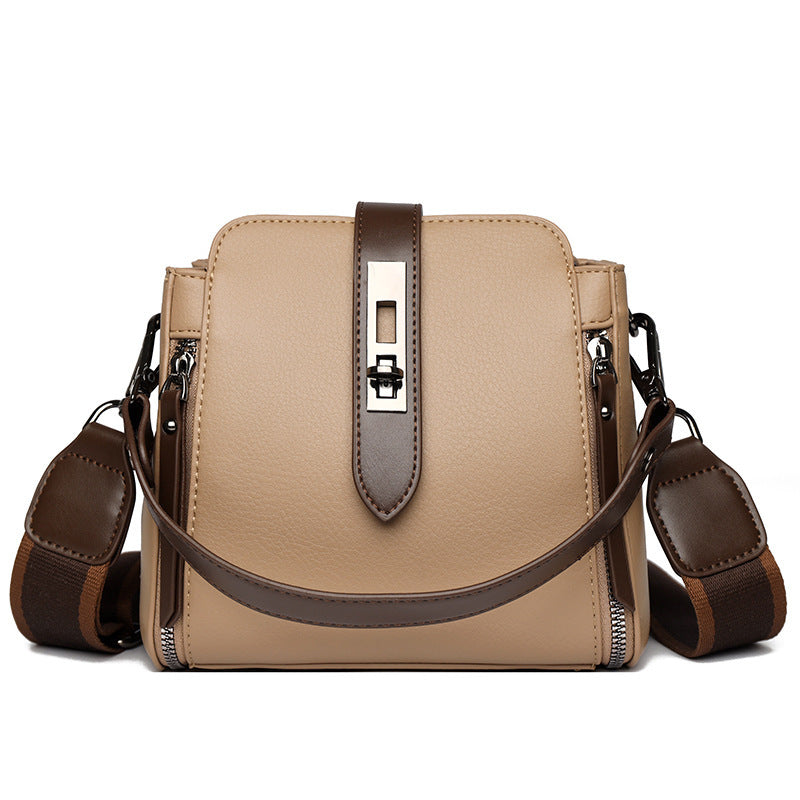 Soft Leather Bucket Large Capacity Handbag Crossbody Bag