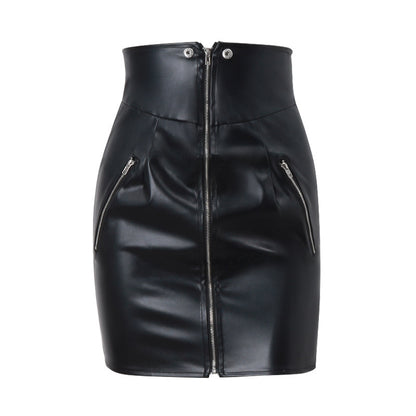 Fashion Sexy PU Leather Skirt Female Slim Fit Hip Raise