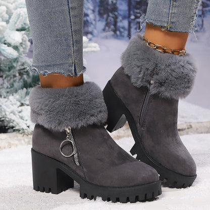 Snow Velvet Thermal And Thickening Thick Heel Women's Short Boots